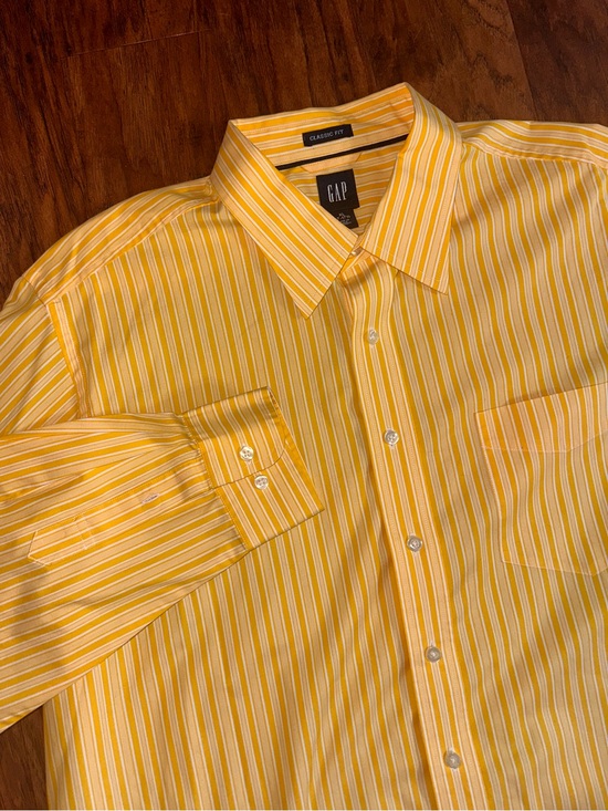 GAP Other - GAP 100% Cotton Men's Yellow and White Striped Dress Shirt Size XL